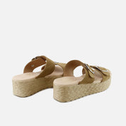 Sandalias Plataforma Yute Serraje Cuero Papanatas | Eli 1957