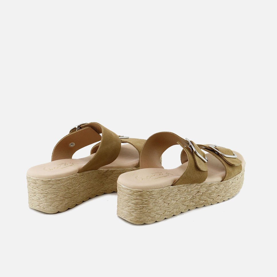 Sandalias Plataforma Yute Serraje Cuero Papanatas | Eli 1957