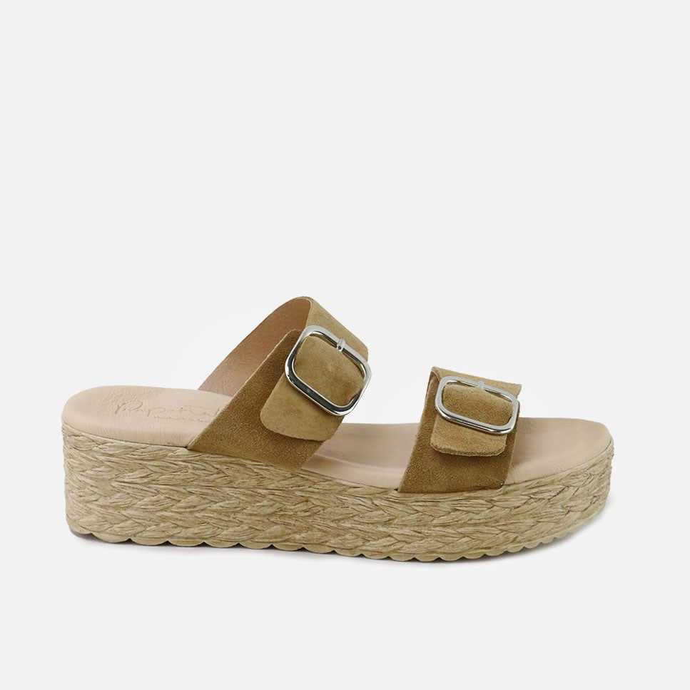 Sandalias Plataforma Yute Serraje Cuero Papanatas | Eli 1957