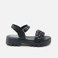 Black Gel Papanatas Braided Sandals | Eli 1957