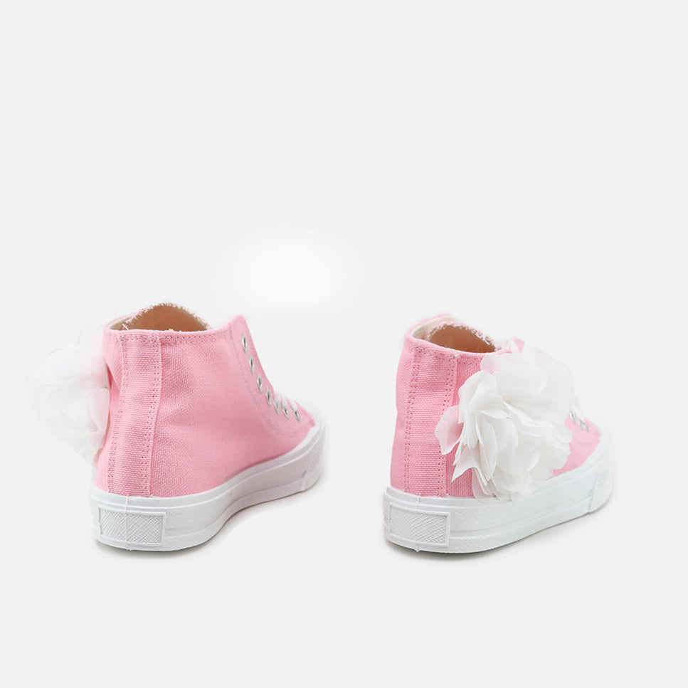 Botas Lona rosa Flor Blanca Plumeti Urban57 | Eli 1957
