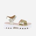 Papanatas Platinum Glitter Leather Gel Platform Sandals | Eli 1957