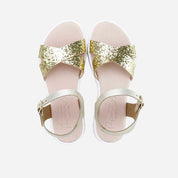 Papanatas Platinum Glitter Leather Gel Platform Sandals | Eli 1957