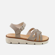 Papanatas stone leather crossover sandals | Eli 1957