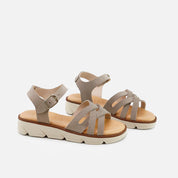 Papanatas stone leather crossover sandals | Eli 1957