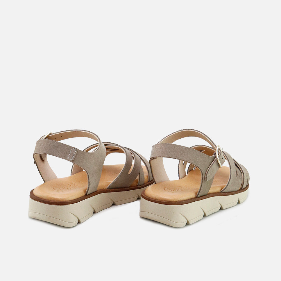 Papanatas stone leather crossover sandals | Eli 1957
