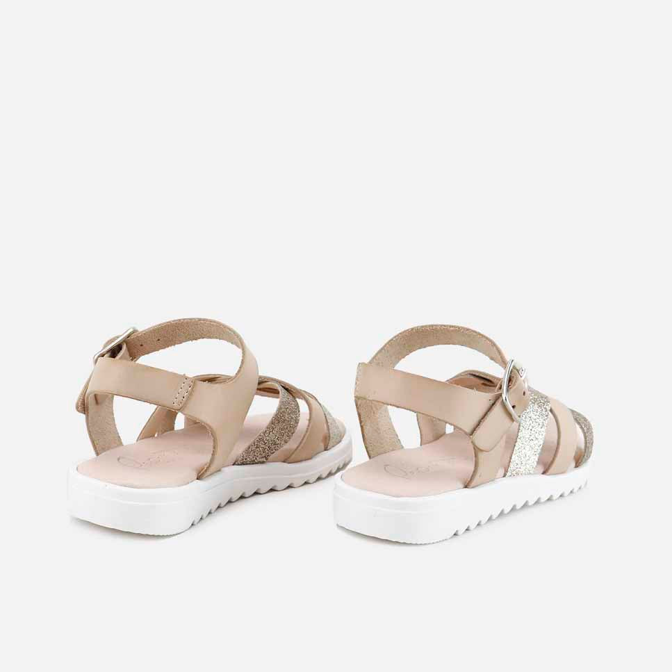 Papanatas Nude Shiny Leather Gel Sandals with Straps | Eli 1957