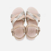 Papanatas Nude Shiny Leather Gel Sandals with Straps | Eli 1957