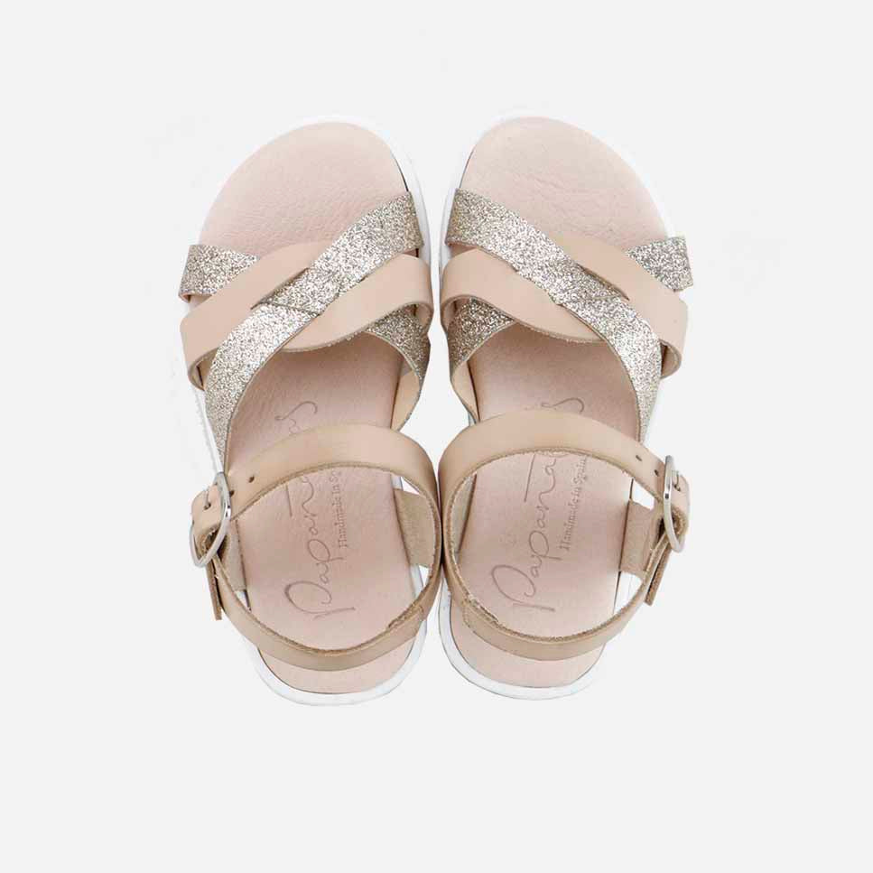 Papanatas Nude Shiny Leather Gel Sandals with Straps | Eli 1957