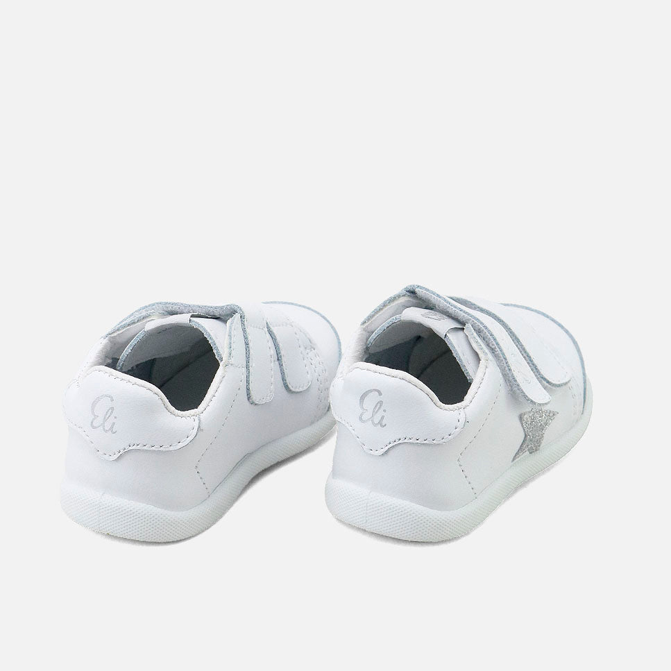 White and silver star EliSoft sports shoes | Eli 1957