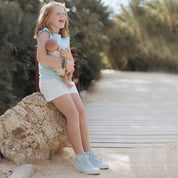 Botte en toile bloom bleu clair