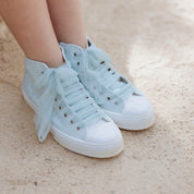 Botte en toile bloom bleu clair