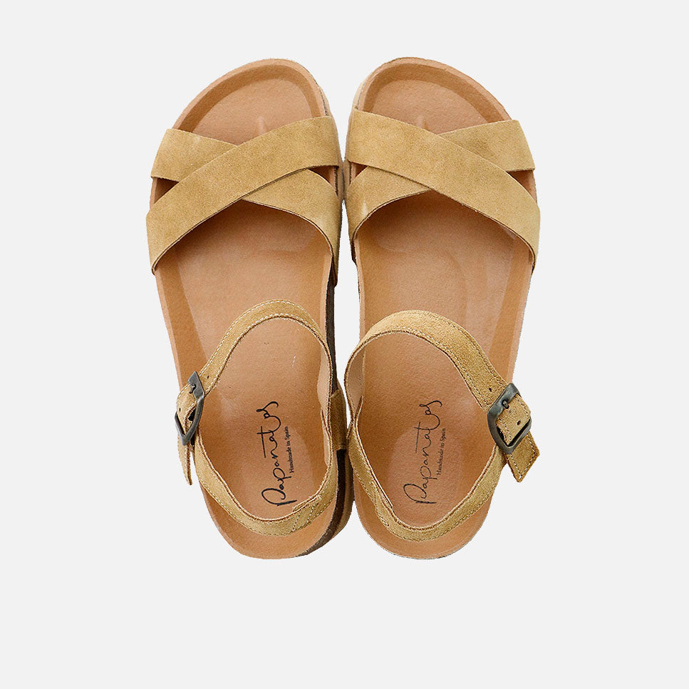 Papanatas Bio Cross Velour Leather Sandals | Eli 1957