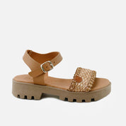 Papanatas camel platform raffia gel strap sandals | Eli 1957