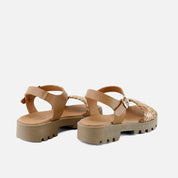 Papanatas camel platform raffia gel strap sandals | Eli 1957