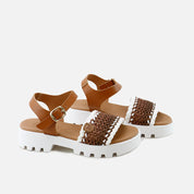 Sandalias gel tira rafia cuero plataforma Papanatas | Eli 1957