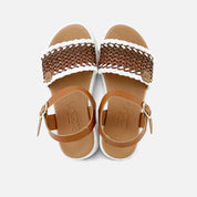 Sandalias gel tira rafia cuero plataforma Papanatas | Eli 1957