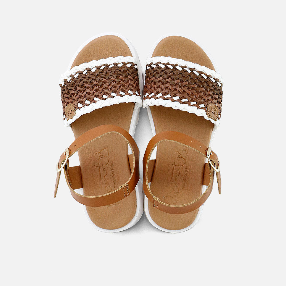 Sandalias gel tira rafia cuero plataforma Papanatas | Eli 1957