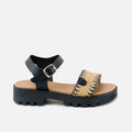 Sandalias gel tira rafia negra plataforma Papanatas | Eli 1957