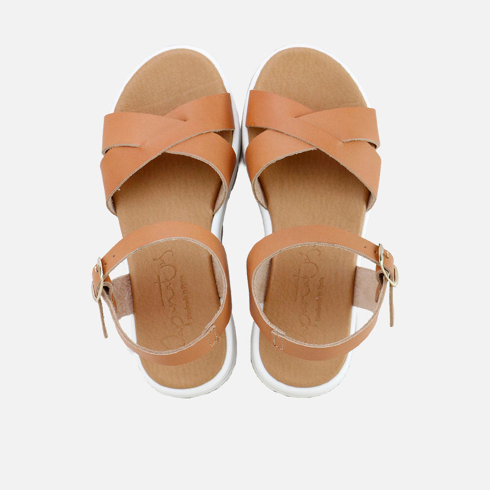Papanatas leather crisscross strap platform sandals | Eli 1957