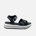 Papanatas black crossed strap platform sandals | Eli 1957