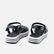 Papanatas black crossed strap platform sandals | Eli 1957