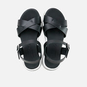 Papanatas black crossed strap platform sandals | Eli 1957