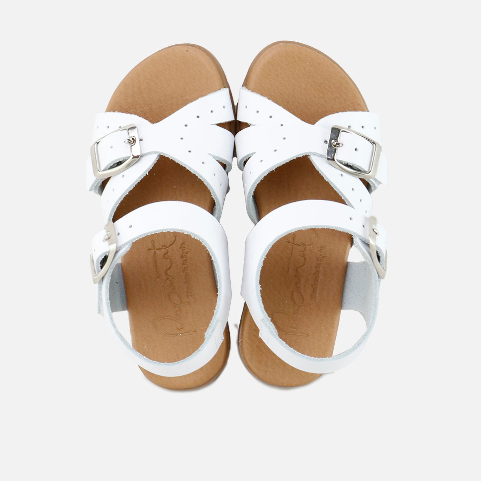 Papanatas white double-buckle gel sandals | Eli 1957
