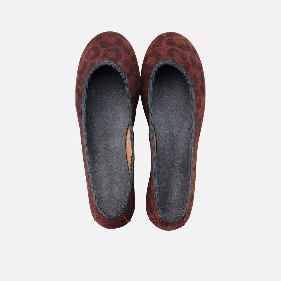 Papanatas Wine Leo Eco Velour Leather Ballerinas | Eli 1957