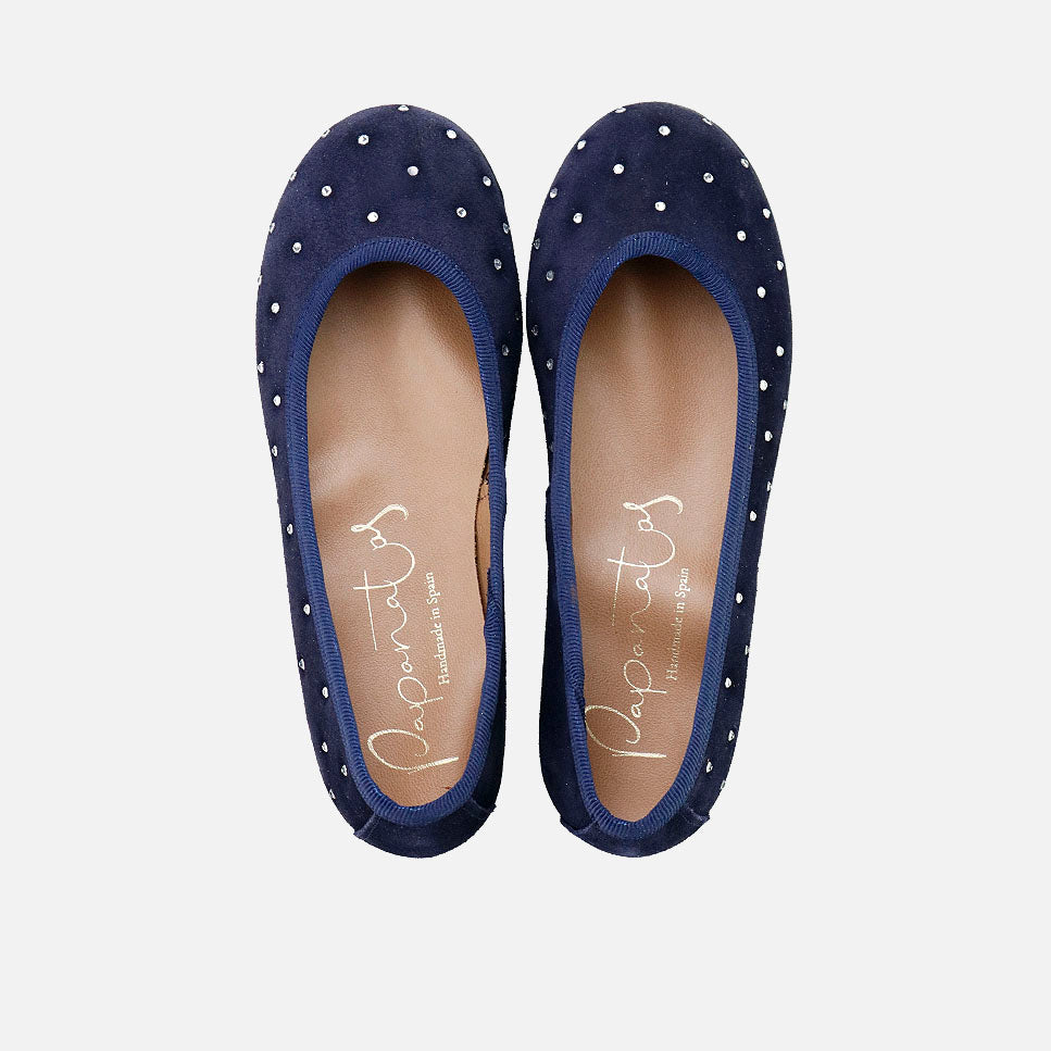 Papanatas blue suede glitter ballerinas | Eli 1957