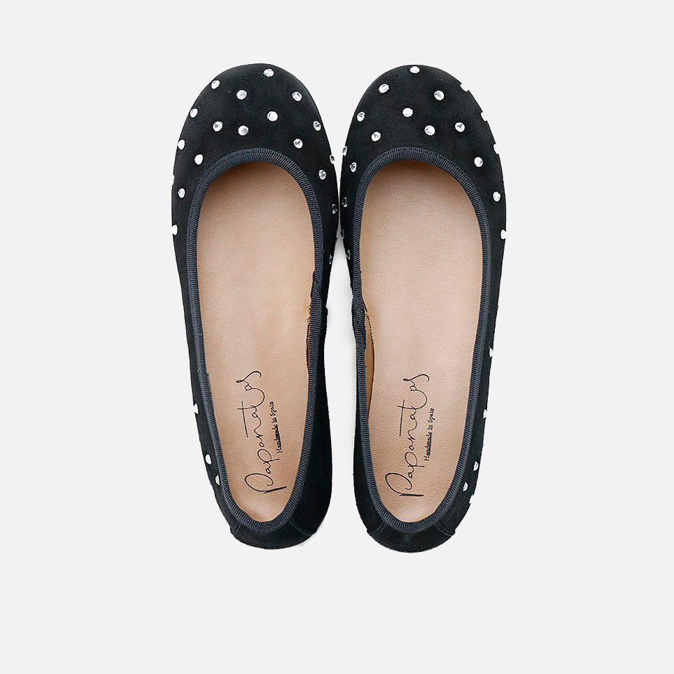 Papanatas shiny black suede ballerinas | Eli 1957