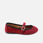 Papanatas burgundy leather crystal buckle Mary Janes | Eli 1957