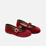 Papanatas burgundy leather crystal buckle Mary Janes | Eli 1957