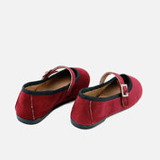 Papanatas burgundy leather crystal buckle Mary Janes | Eli 1957
