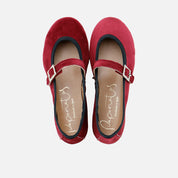 Papanatas burgundy leather crystal buckle Mary Janes | Eli 1957