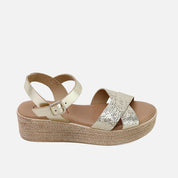 Sandalias plataforma piel milos platino Papanatas | Eli 1957