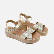 Sandalias plataforma piel milos platino Papanatas | Eli 1957