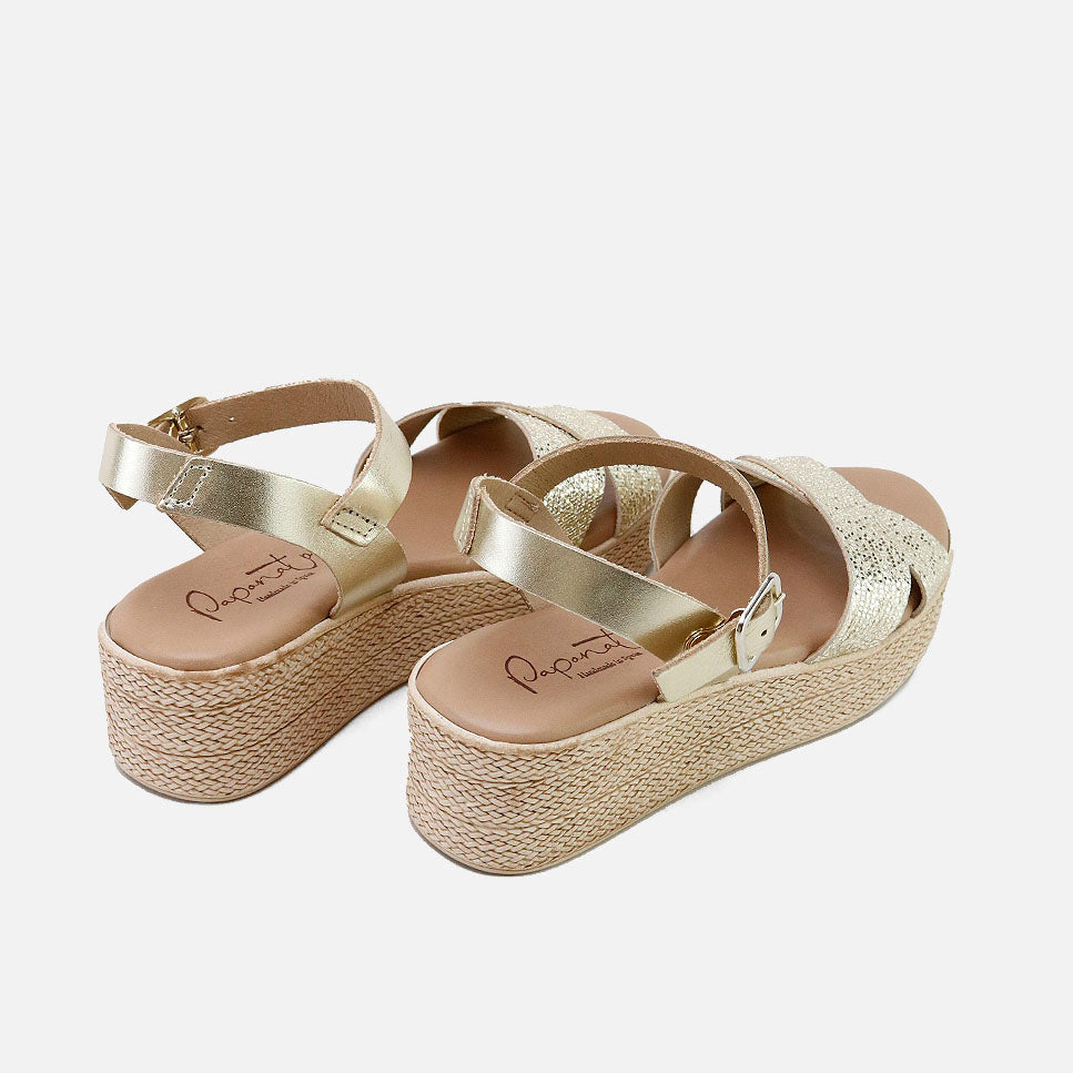 Sandalias plataforma piel milos platino Papanatas | Eli 1957