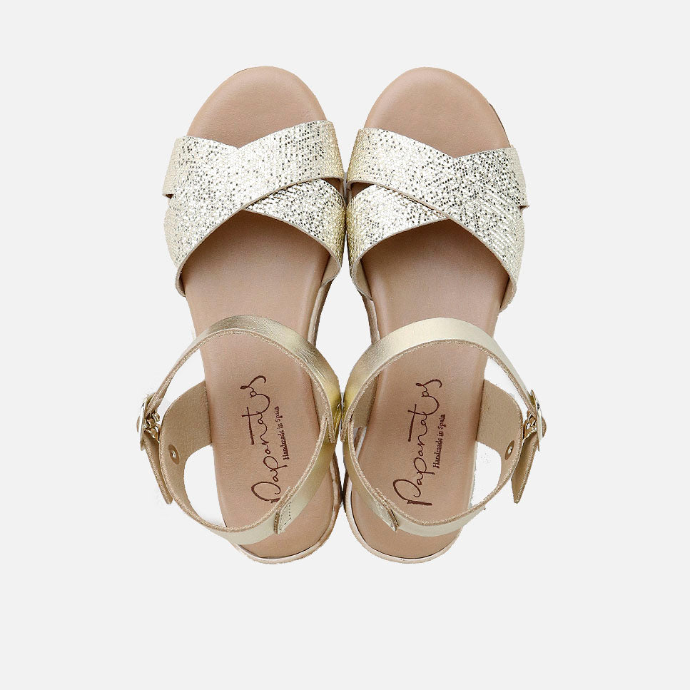 Sandalias plataforma piel milos platino Papanatas | Eli 1957