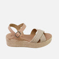 Sandalias plataforma piel raffia nude Papanatas | Eli 1957