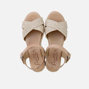 Sandalias plataforma piel raffia nude Papanatas | Eli 1957