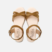 Sandalias plataforma piel velour sigaro Papanatas | Eli 1957