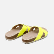Sandalias bio cruzadas piel fluor amarillo Papanatas | Eli 1957