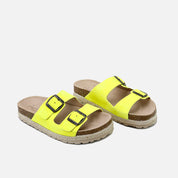 Sandalias bio hebillas piel verlour fluor amarillo Papanatas | Eli 1957