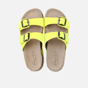 Sandalias bio hebillas piel verlour fluor amarillo Papanatas | Eli 1957
