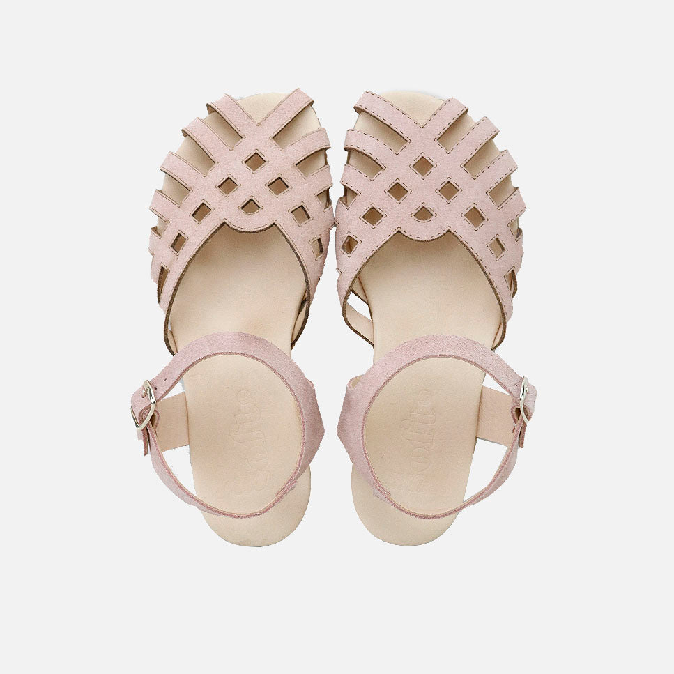 Sandalias barefoot trenzadas en serraje rosa  Elisoft | Eli 1957