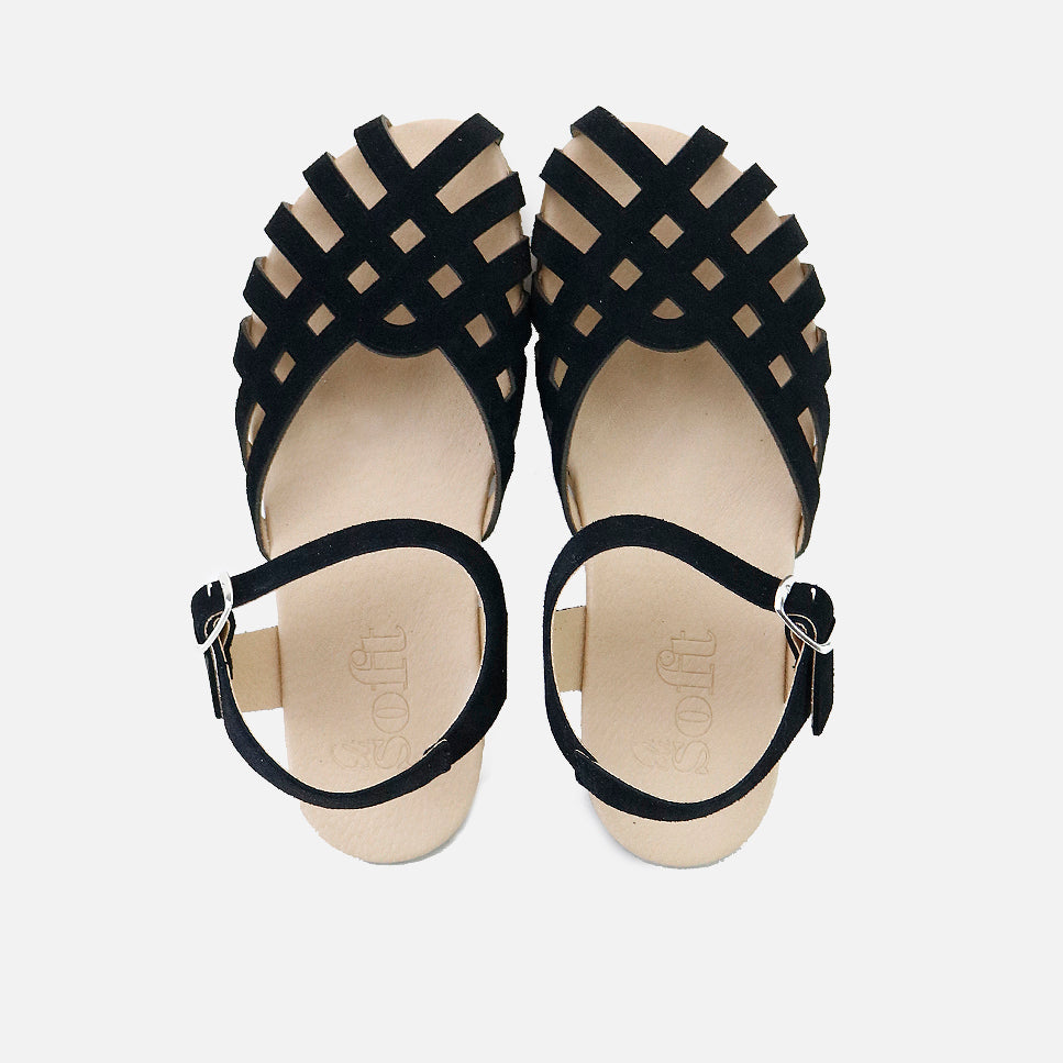 Sandalias barefoot trenzadas en serraje negra  Elisoft | Eli 1957