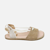 Sandalias barefoot estilo alpargata en serraje arena Elisoft | Eli 1957