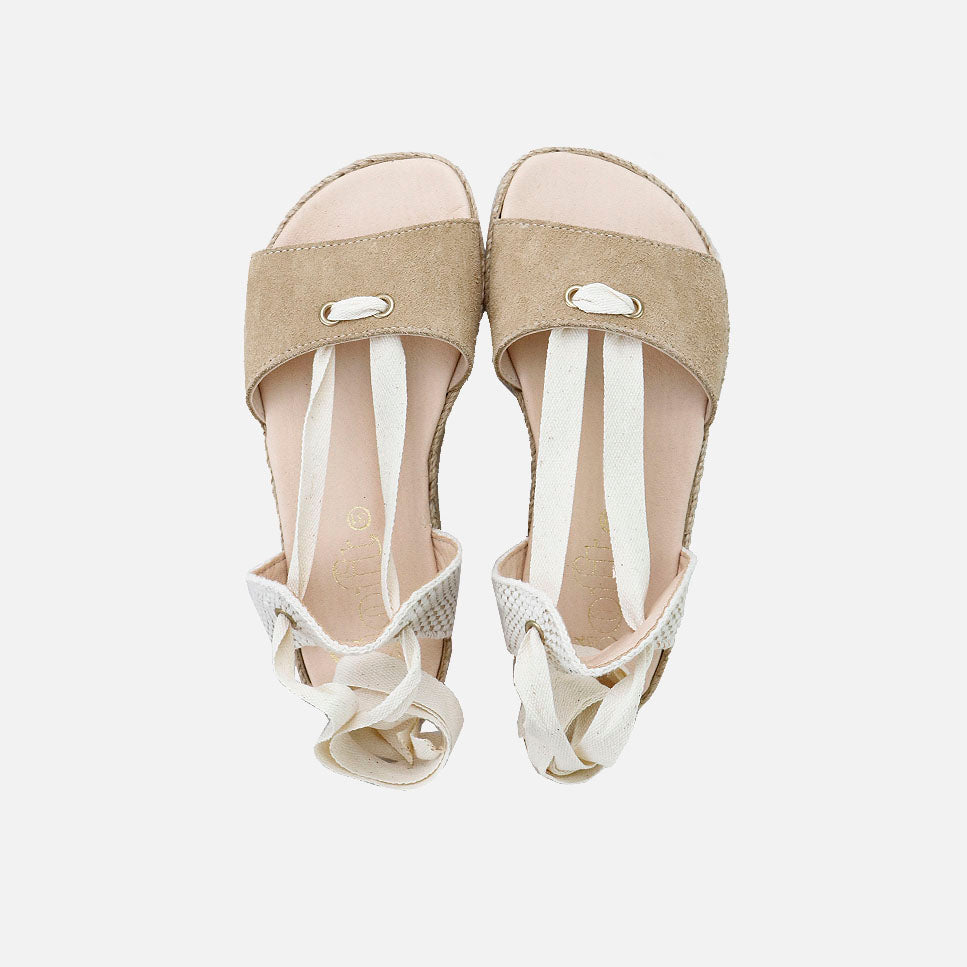 Sandalias barefoot estilo alpargata en serraje arena Elisoft | Eli 1957