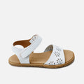 Sandalias barefoot piel blanca flores troqueladas Elisoft | Eli 1957